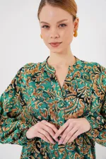 Robe hijab à motifs authentiques 2423 - Vert turquoise clair