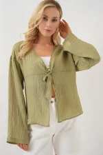 Women's Lace-Up Blouse 952 - Çağla