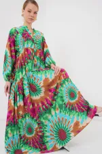 Robe hijab à motifs authentiques 2423 - Verte 9