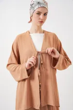 Women's Ayrobin Kimono Pants Two-Piece Set 6739 - Biscuit