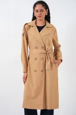 Kadın Kruvaze Yaka Trençkot 5978 - Taba