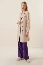 Trench-coat court croisé 5864 - Beige