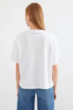 4318 Printed Basic T-Shirt - White