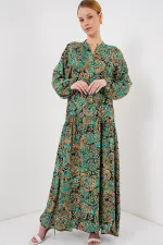 Robe hijab à motifs authentiques 2423 - Vert turquoise clair