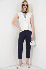 Women's Buttoned Sleeveless Blouse 994 - White