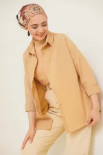 Chemise hijab basique oversize 103901 - Beige