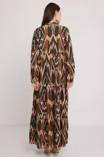 1627 Collar-Tie Hijab Dress - H. Khaki