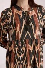 1627 Collar-Tie Hijab Dress - H. Khaki