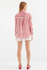 3964 Hafif Dökümlü Saten Gömlek - A.Kırmızı