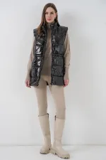 Kadın Parlak Şişme Yelek 5218 - Siyah
