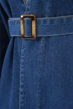 Tunique en jean ceinturée pour femme 5985 - Bleu