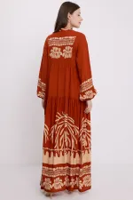 Robe hijab en viscose à carreaux couleur vison pour femme 2423