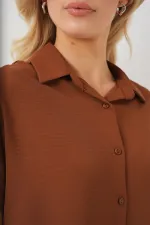 Women's Oversize Short Sleeve Shirt 20322 - Tan