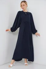 Kadın Balon Kol Uzun Tesettür Elbise 2464 - F.Lacivert