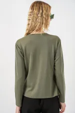 Kadın Fular Detaylu Uzun Kol Bluz 40000 - Haki