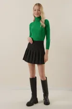 Pull à col roulé en maille 10311 - Vert foncé