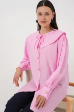 Women's Peter Pan Collar Long Tunic 5967 - Pink