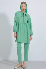 Ensemble pantalon et tunique en maille menthe pour femme 6654