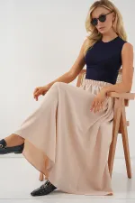 Kadın Uzun Ayrobin Etek 8050 - Bej
