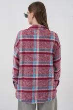 Chemise de bûcheron oversize à carreaux pour femme 3854 Violet