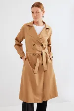 5853 Double-breasted Trench Coat - Tan 5853 Double-breasted Trench Coat - Tan