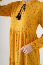 1627 Collar-Tie Hijab Dress - Mustard