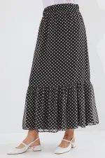 8010 Patterned Chiffon Skirt - C.Black