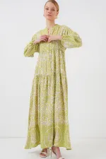 Robe hijab à motifs authentiques 2423 - Vert 8