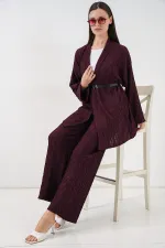 Kadın Kimono Pantolon İkili Takım 30078 - Bordo
