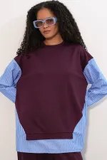 Women's Striped Woven Two-Piece Set 6750 - Burgundy Women's Striped Woven Two-Piece Set 6750 - Burgundy