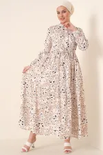 Robe hijab à col juge 2144 - Crème