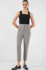 6650 Yüksek Bel Kumaş Pantolon - Gri