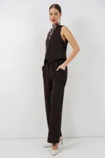 Women's Vest and Trousers Two-Piece Set 30091 - Brown