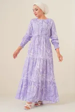 Robe hijab à motifs 2145 - Lilas Robe hijab à motifs 2145 - Lilas