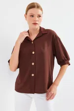 Chemise oversize à manches courtes en lin 20240 - Marron