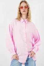 Women's Textured Oversize Tunic 5989 - Pink Women's Textured Oversize Tunic 5989 - Pink