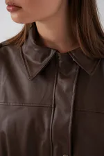 Women's Oversize Leather Jacket 1055 - Brown
