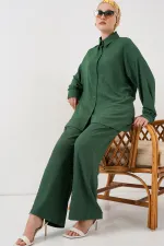 Ensemble hijab tricoté pour femme (haut et bas) 6711 - Vert émeraude