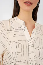 Robe longue hijab à motifs pour femme 2585 - Crème unie