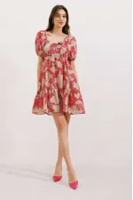 Robe évasée en popeline 2351 - Fuchsia clair