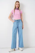 Kadın Rahat Kalıp Kot Pantolon 6707 - Açık Mavi