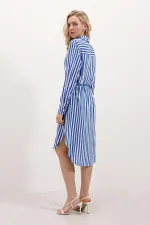 5629 Striped Belted Dress - Saxe