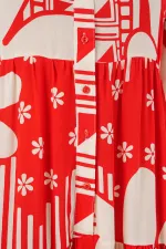 Robe longue hijab à motifs pour femme 2585 - Rouge N.