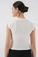 Women's Zero Sleeve Stoned Blouse 931 - White