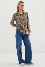 3721 Grafik Desenli Gömlek - C. Bej