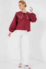 Chemise à col bébé pour femme 20314 - Bordeaux