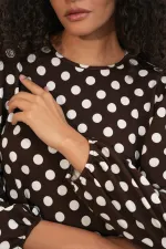 Women's Tunic and Pants Polka Dot Top and Bottom Set 6663 - Dark Brown