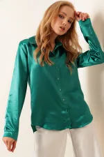 Chemise en satin fluide 3964 - Vert foncé