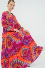 Robe hijab à motifs authentiques 2423 - H. Fuchsia