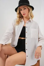 Chemise oversize en lin blanc 20126